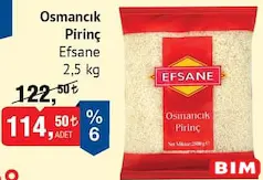 EFSANE OSMANCIK PİRİNÇ 2,5 KG EFSANE OSMANCIK PİRİNÇ 2,5 KG